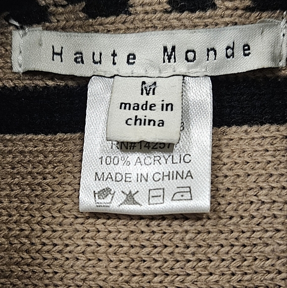 Southwestern Aztec Boho Tassel Reversible sweater vest black tan cream size M - Picture 10 of 11